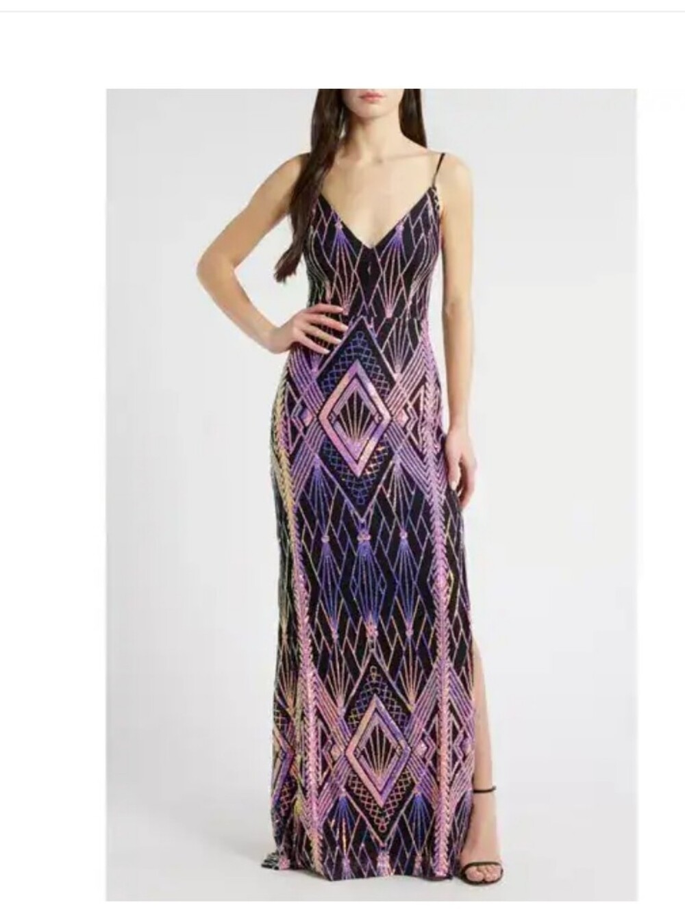 LOVE, NICKIE LEW gown has sequin embellishments S Nwot